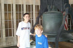 Nick and Mark bring the liberty bell home as a souvenir.